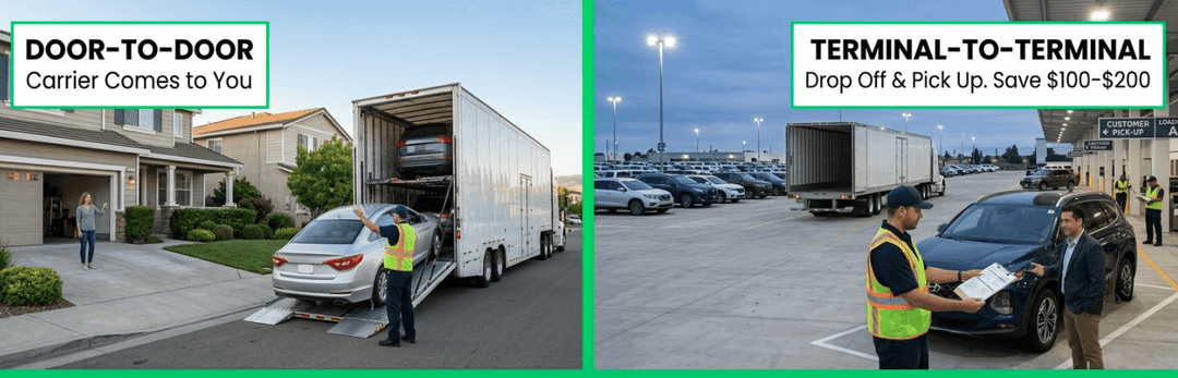 Door-to-door delivery at a house versus terminal-to-terminal drop off and pick up that saves $100 to $200