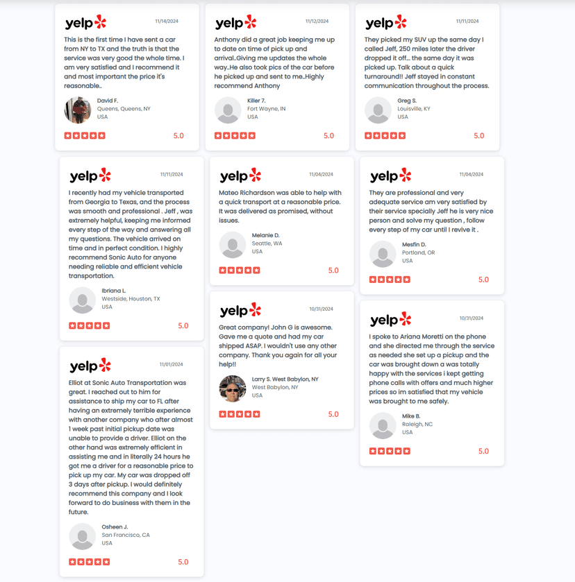 Sonic Auto Transportation Customer Complaints (And How The Company Responds)