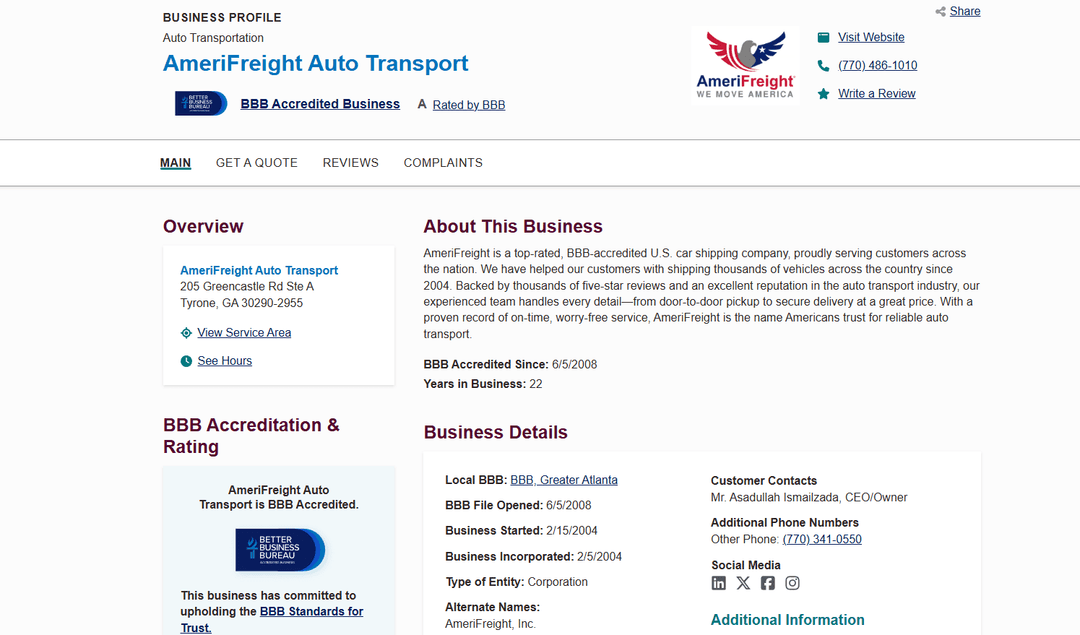BBB Rating and Accreditation