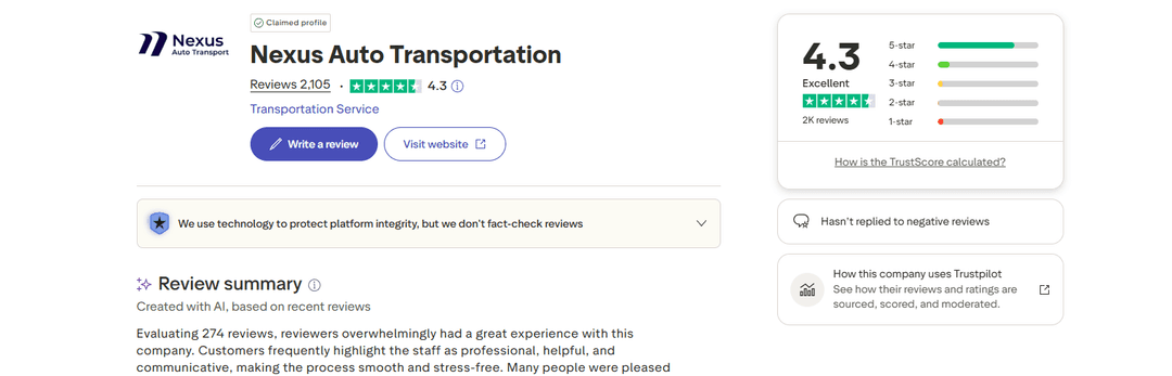 Nexus Auto Transport — What the Reviews Actually Show
