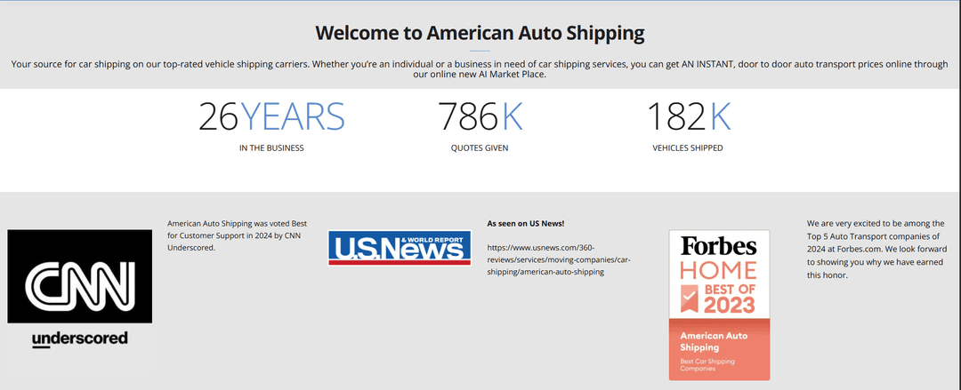 American Auto Shipping Welcome Section
