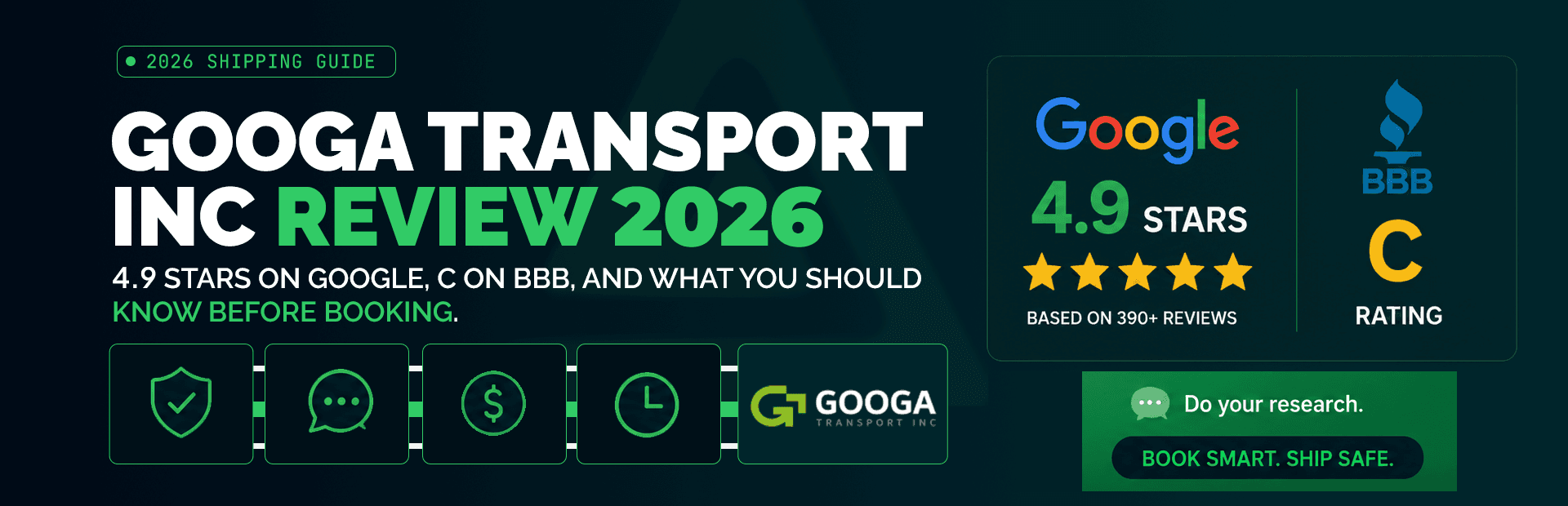 Googa Transport Inc review 2026: 4.9 stars on Google and a C rating on BBB