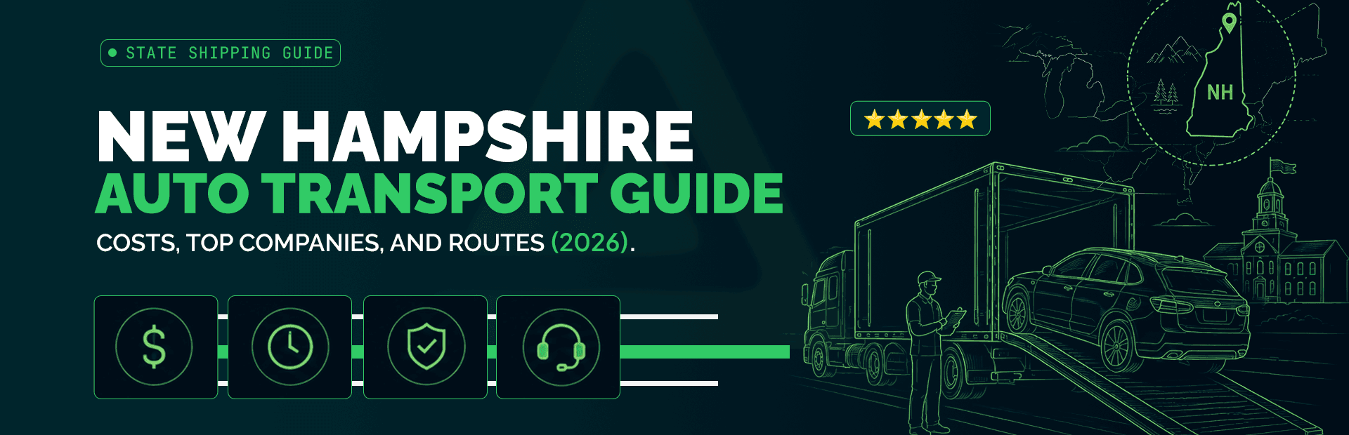 New Hampshire Auto Transport Guide 2026: Costs, Companies & Routes