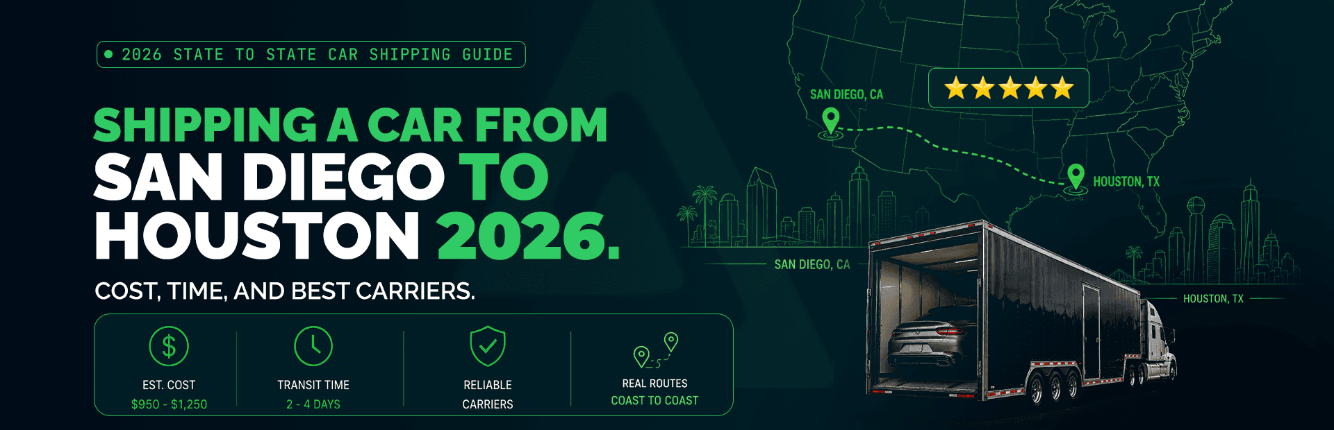 San Diego to Houston Car Shipping 2026: Costs and Transit Times