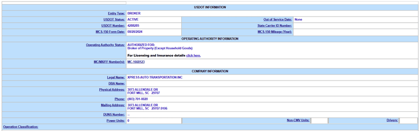 Is Xpress Auto Transportation Legit? FMCSA Records and Broker Authority