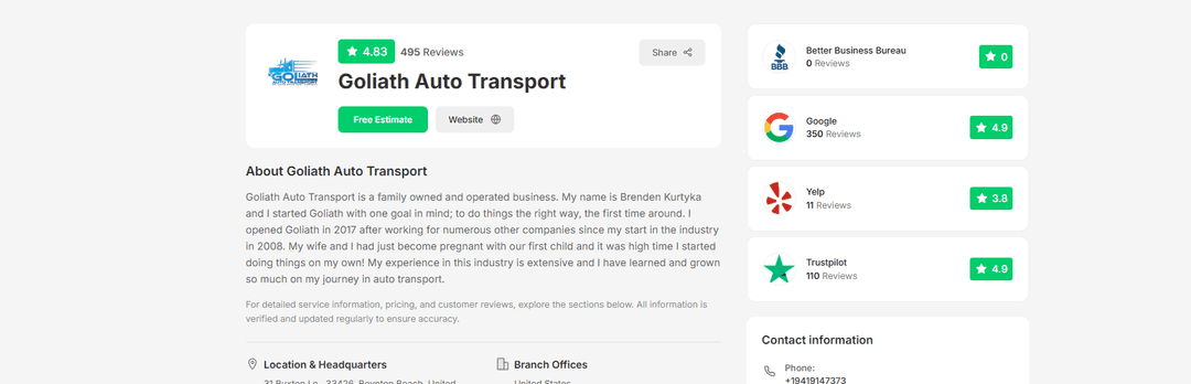 What Real Customers Say About Goliath Auto Transport Reviews
