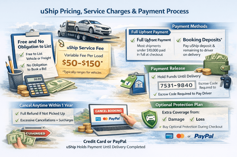 uShip Pricing, Service Charges & Payment Process