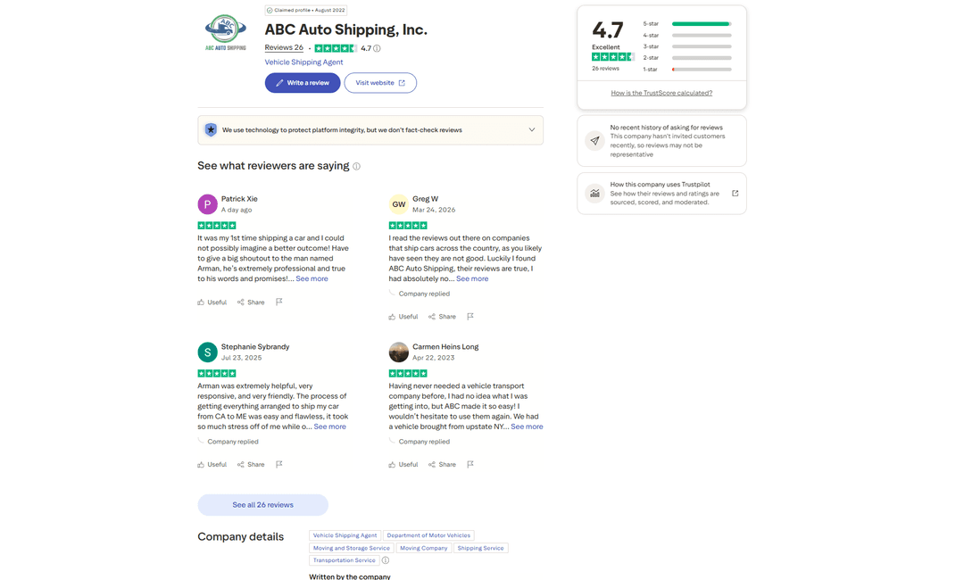 Questions to Ask ABC Auto Shipping Inc Before You Pay a Deposit