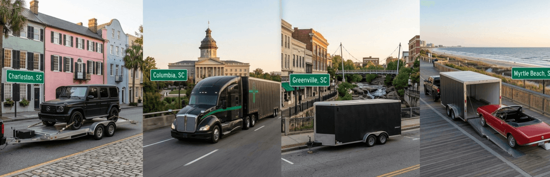 Four panels of car pickups in Charleston, Columbia, Greenville and Myrtle Beach