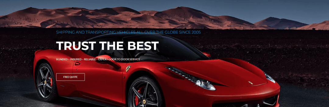 Screenshot of the Executive Auto Shippers website with a red Ferrari and the headline Trust the Best
