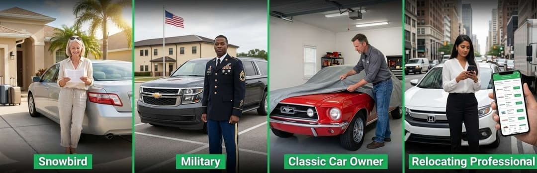 Four shippers on the Miami to LA route: a snowbird, a military member, a classic car owner and a relocating professional