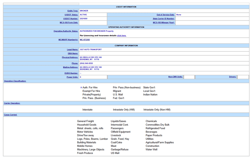 FMCSA and DOT Verification